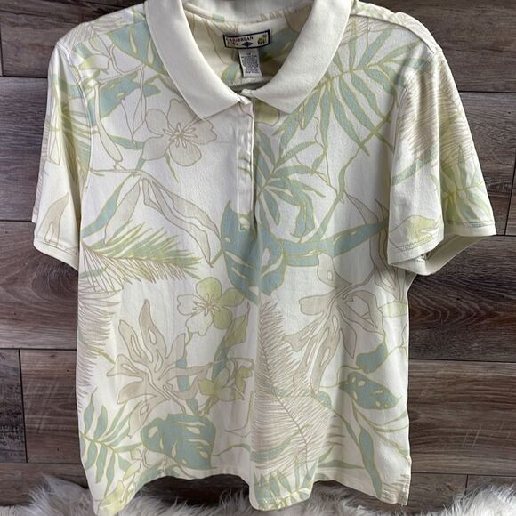Caribbean Joe Woman Ladies Polo Type Shirt, Size 1X, Floral/Tropical - Picture 2 of 4